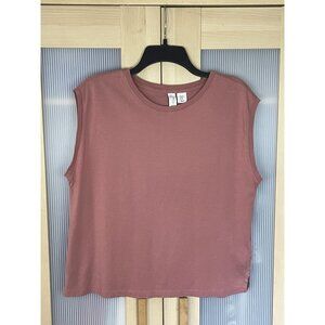 Joie Pima Cotton T-Shirt Crew Neck Short‎ Sleeve Top Orange Brown Casual Travel